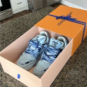 Louis Vuitton LV Trainer Blue Bleached monogram Denim